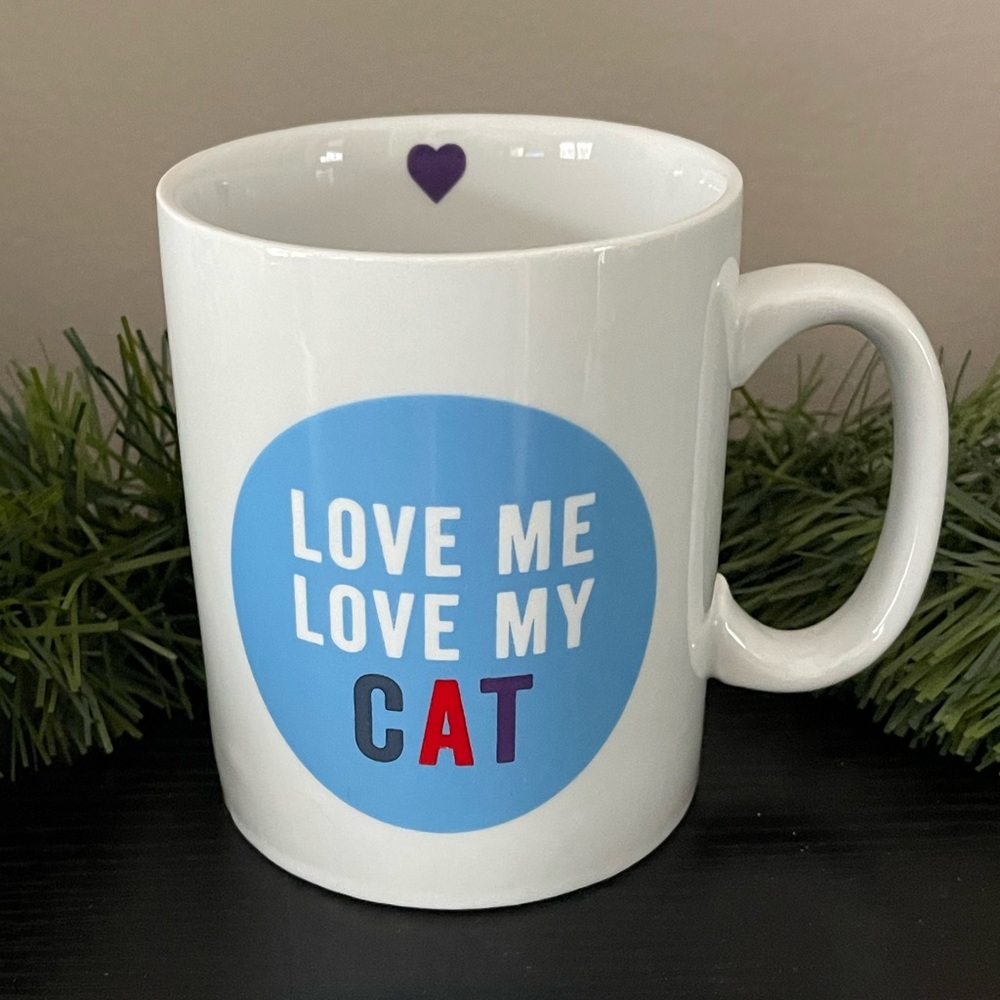 Fringe cat coffee mug - Love Me Love My Cat meow